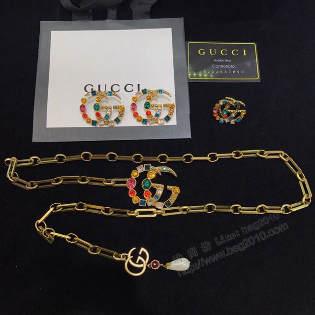 GUCCi飾品 原單高品質 官網同步新款 古馳耳釘 戒指 Gucci腰鏈套裝  zgbq1196
